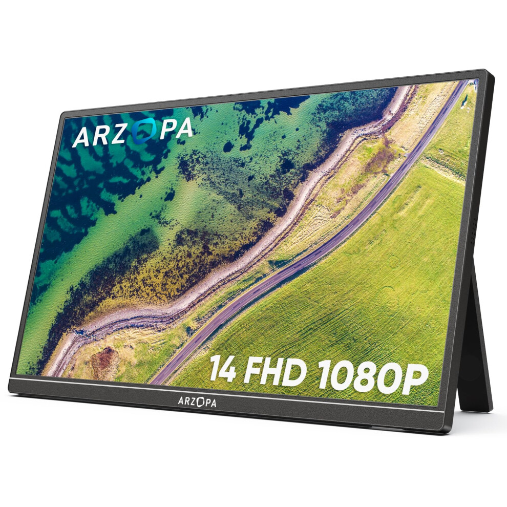 Arzopa Portable Monitor, 14.0" 1920?1080 Fhd Ips Portable Monitor For Laptop With Single-Rod, Support Hdmi/Type-C/Usb-C, Eye Protection Gaming Screen 5051219910494
