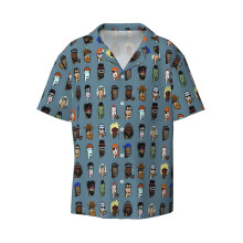 (Cryptopunks Nft_5449) Men's Hawaiian Shirts Cuban Collar Vintage Bowling Short Sleeve Button Down Beach Shirt Casual Summer Vacation Wear Retro Tee
