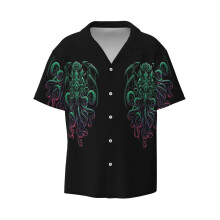 (Cthulhu Master Of Rlyeh_12940) Men's Hawaiian Shirts Cuban Collar Vintage Bowling Short Sleeve Button Down Beach Shirt Casual Summer Vacation Wear Retro Tee