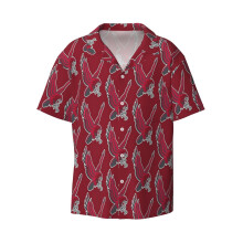(Montclair State Red Hawks _6874) Men's Hawaiian Shirts Cuban Collar Vintage Bowling Short Sleeve Button Down Beach Shirt Casual Summer Vacation Wear Retro Tee