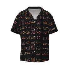 (Neon Boobs Drawing_6106) Men's Hawaiian Shirts Cuban Collar Vintage Bowling Short Sleeve Button Down Beach Shirt Casual Summer Vacation Wear Retro Tee