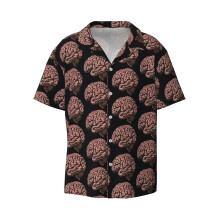 (Neurology - Neurologist Brain Pattern_2144) Men's Hawaiian Shirts Cuban Collar Vintage Bowling Short Sleeve Button Down Beach Shirt Casual Summer Vacation Wear Retro Tee