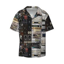 (Hifidelity_2971) Men's Hawaiian Shirts Cuban Collar Vintage Bowling Short Sleeve Button Down Beach Shirt Casual Summer Vacation Wear Retro Tee
