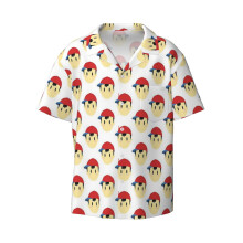 (Ness_4760) Men's Hawaiian Shirts Cuban Collar Vintage Bowling Short Sleeve Button Down Beach Shirt Casual Summer Vacation Wear Retro Tee