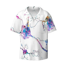 (Neurotransmitters Neuron Synapse_7375) Men's Hawaiian Shirts Cuban Collar Vintage Bowling Short Sleeve Button Down Beach Shirt Casual Summer Vacation Wear Retro Tee