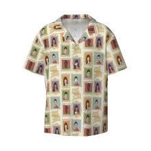 (New Girl Vintage Frames_21971) Men's Hawaiian Shirts Cuban Collar Vintage Bowling Short Sleeve Button Down Beach Shirt Casual Summer Vacation Wear Retro Tee