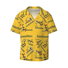 (Neurotransmitters_8078) Men's Hawaiian Shirts Cuban Collar Vintage Bowling Short Sleeve Button Down Beach Shirt Casual Summer Vacation Wear Retro Tee