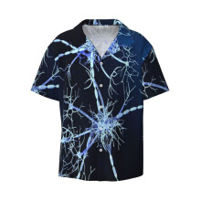 (Neuron 7_12358) Men's Hawaiian Shirts Cuban Collar Vintage Bowling Short Sleeve Button Down Beach Shirt Casual Summer Vacation Wear Retro Tee