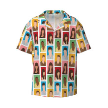 (New Girl Cast Portrait Design _5021) Men's Hawaiian Shirts Cuban Collar Vintage Bowling Short Sleeve Button Down Beach Shirt Casual Summer Vacation Wear Retro Tee