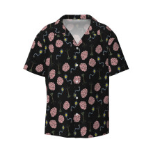 (Neuro Brain Time! Let's Have Some Synapse Fun! _22205) Men's Hawaiian Shirts Cuban Collar Vintage Bowling Short Sleeve Button Down Beach Shirt Casual Summer Vacation Wear Retro Tee