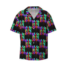 (Never Broke Again_12423) Men's Hawaiian Shirts Cuban Collar Vintage Bowling Short Sleeve Button Down Beach Shirt Casual Summer Vacation Wear Retro Tee