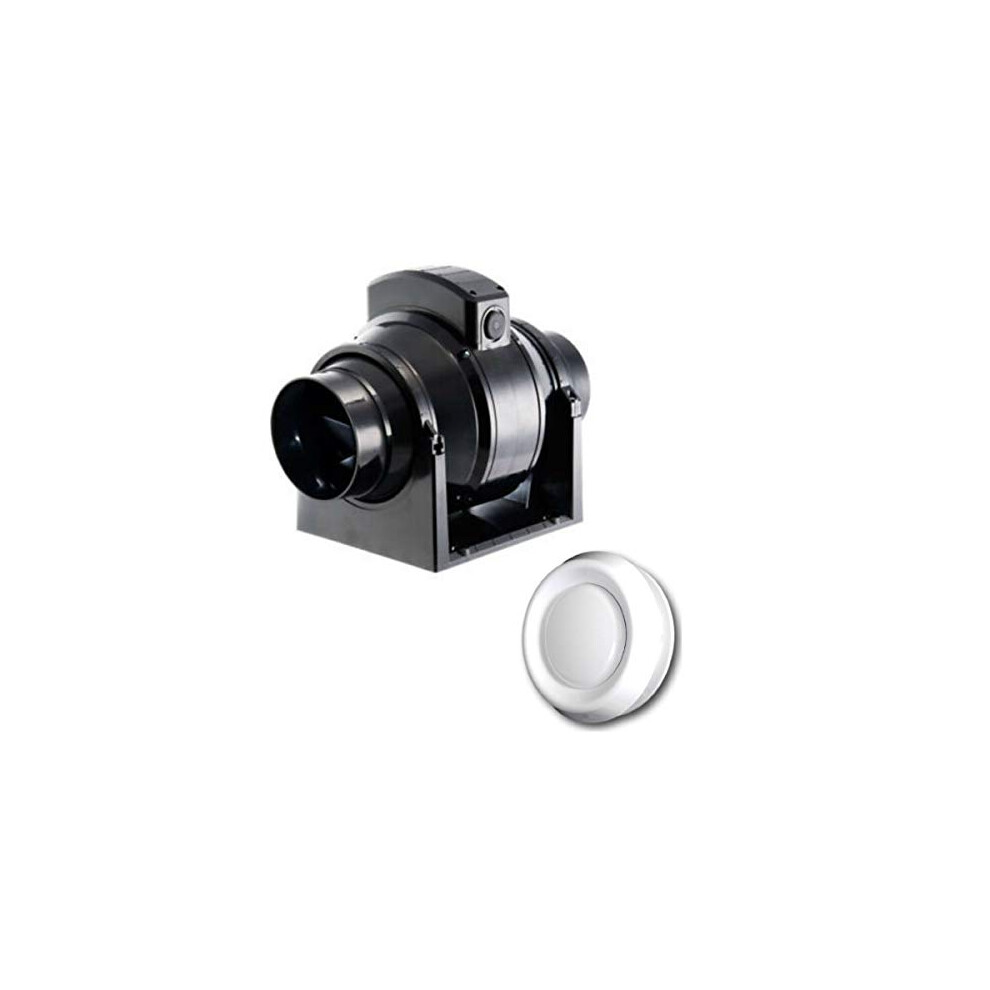 Manrose MF100T in-Line Extractor Fan with Timer 100mm/4" + Adjustable Air Valve Intake Grille