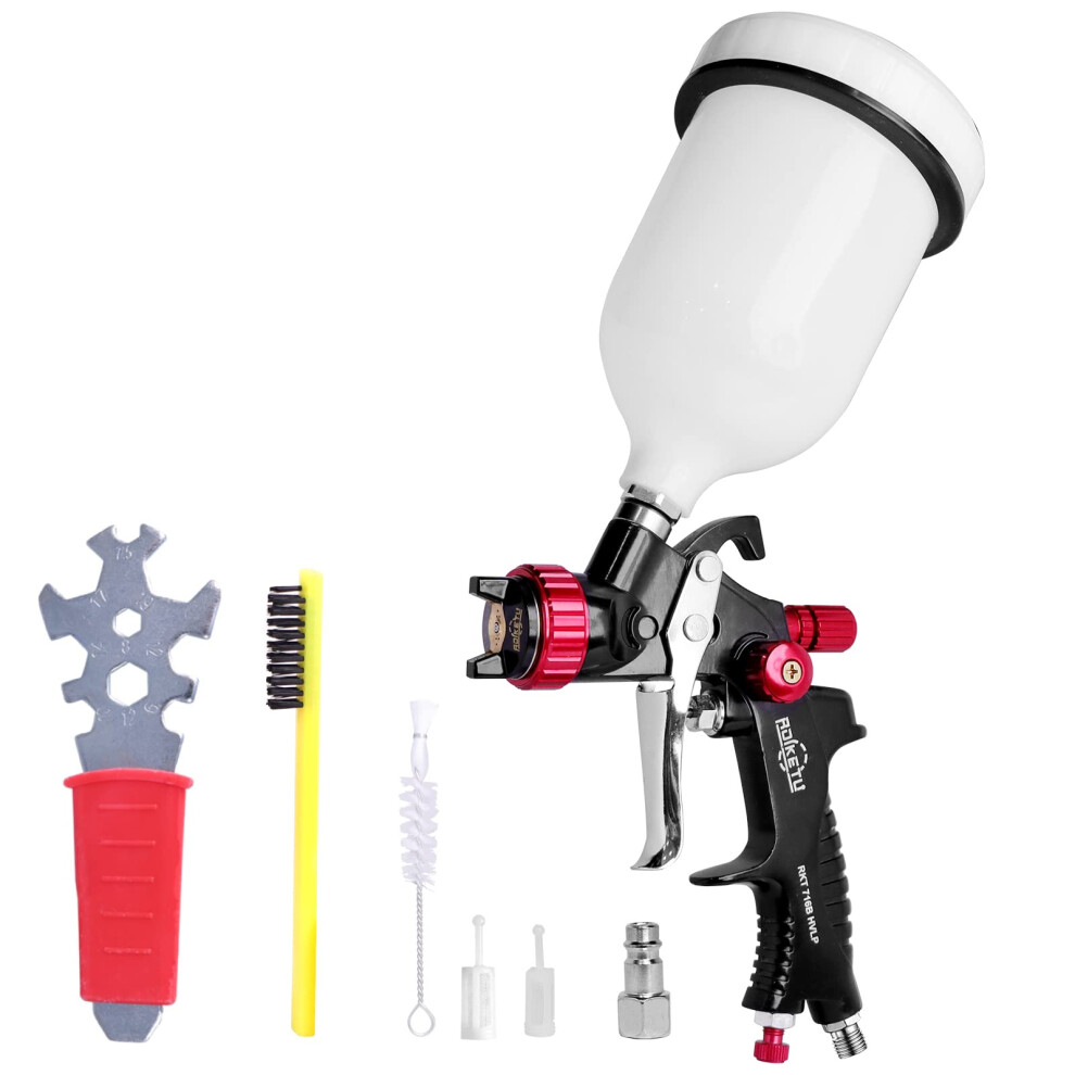 Roiiketu Paint Sprayer - Hvlp Spray Paint Gun - Professional Automotive Spray Gun Kit 600Cc Plastic Cup Paint Sprayer Airbrush Painting Tool Kit With 659726989368