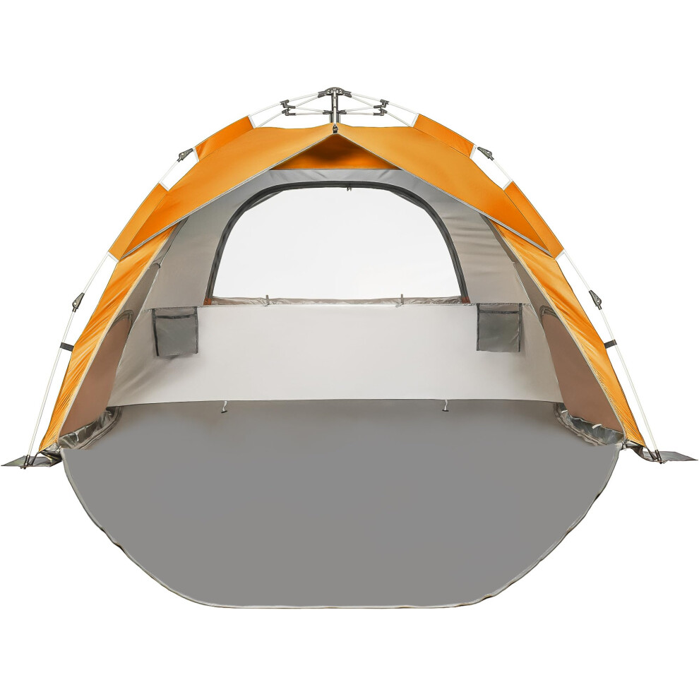 Arkali Beach Sun Shade Pop Up, Easy Pop Up Sun Shelter, Removable Floor Instant Beach Tent, UPF 50+, Size XL for Family 3 to 4 People, Orange-image-OPC-PGY6SBN-NEW