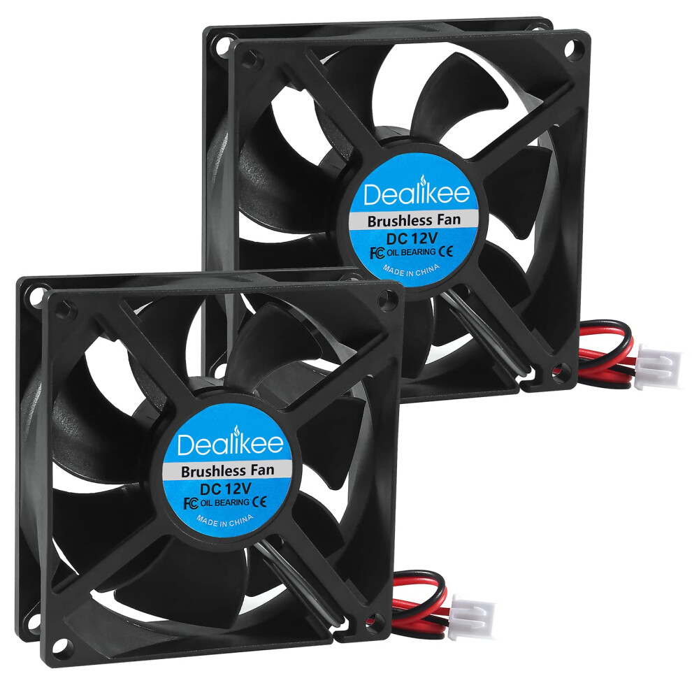 Dealikee 2Pcs 8025 12V Dc Brushless Cooling Fan 80Mm X 25Mm Sleeve Bearing 2Pin Cooling Fan Diy Cooling Ventilation Exhaust. 687117703668