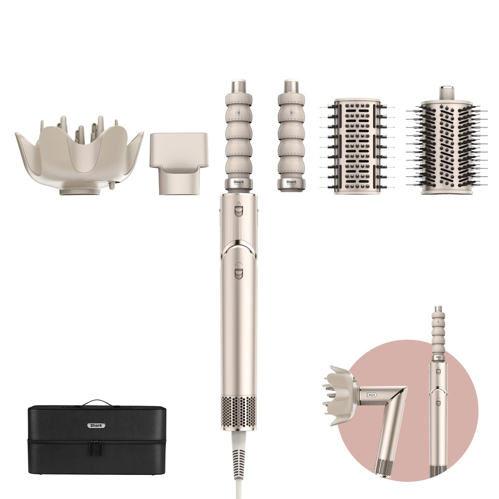 Shark FlexStyle 5 in 1 Air Styler & Hair Dryer Car Wrap Hair Rollers Flat Brush Oval Brush Nozzle Attachment Diffuser Storage Bag No Thermal Damage