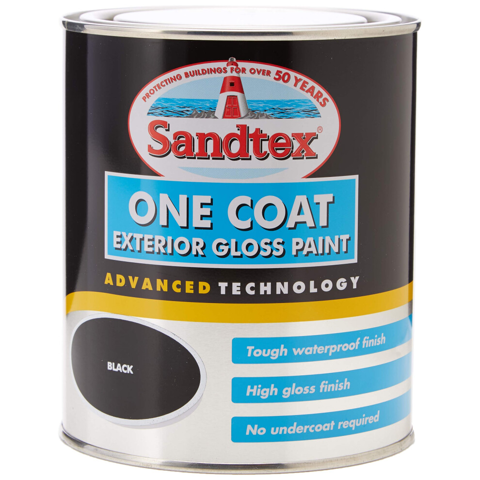 Sandtex One Coat Exterior Gloss Paint 750Ml Black
