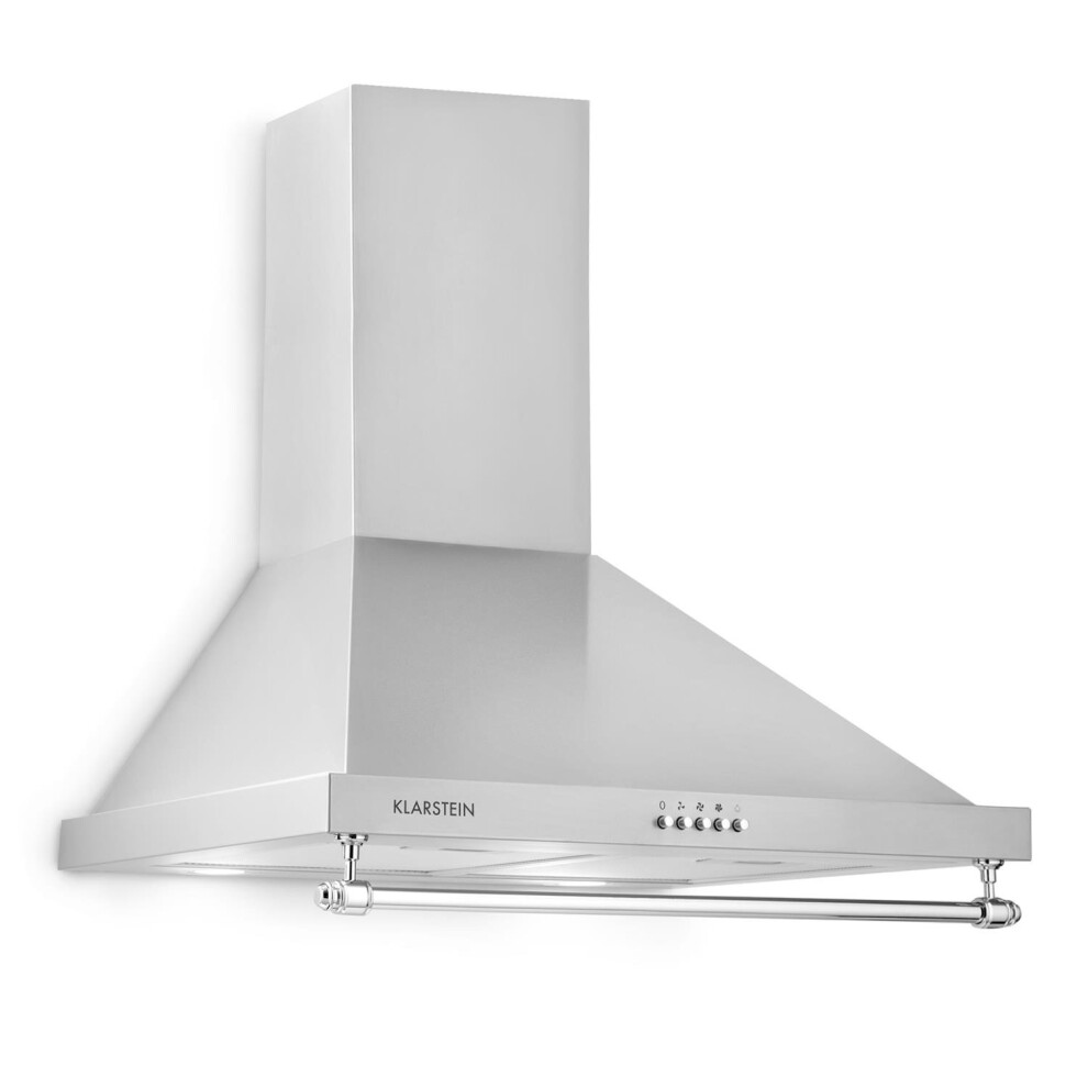Klarstein Montblanc Cooker Hood - Kitchen Extractor Fan, Cooker Extractor Fan, 610m? / h, 3 Stages, 165W, 2 x 1.5W LED Bulbs, Mounting Set with Wall