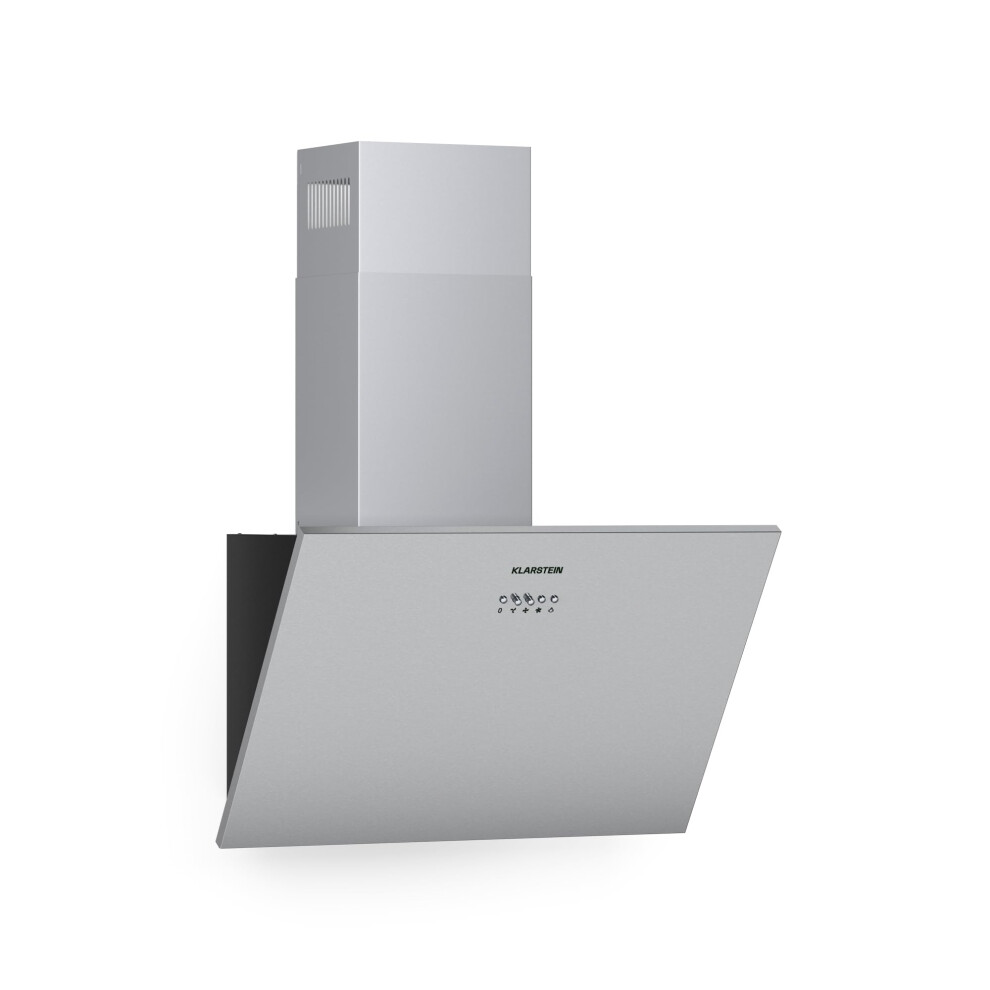 Klarstein Silver Lining Cooker Extractor - Head-Free, Stainless Steel Sloping Wall Hood, EEC A, Recirculation/Exhaust Air, 600 m?/h, 3 Power Levels,