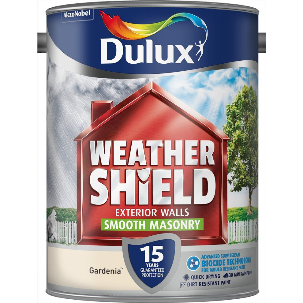 Dulux Weather Shield Smooth Masonry Paint, 5 L - Gardenia