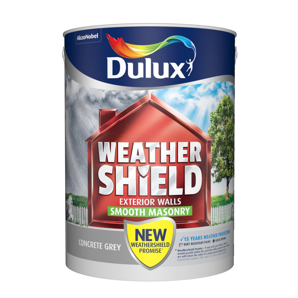 Dulux Weathershield Smooth Masonry Paint Concrete Grey 5L