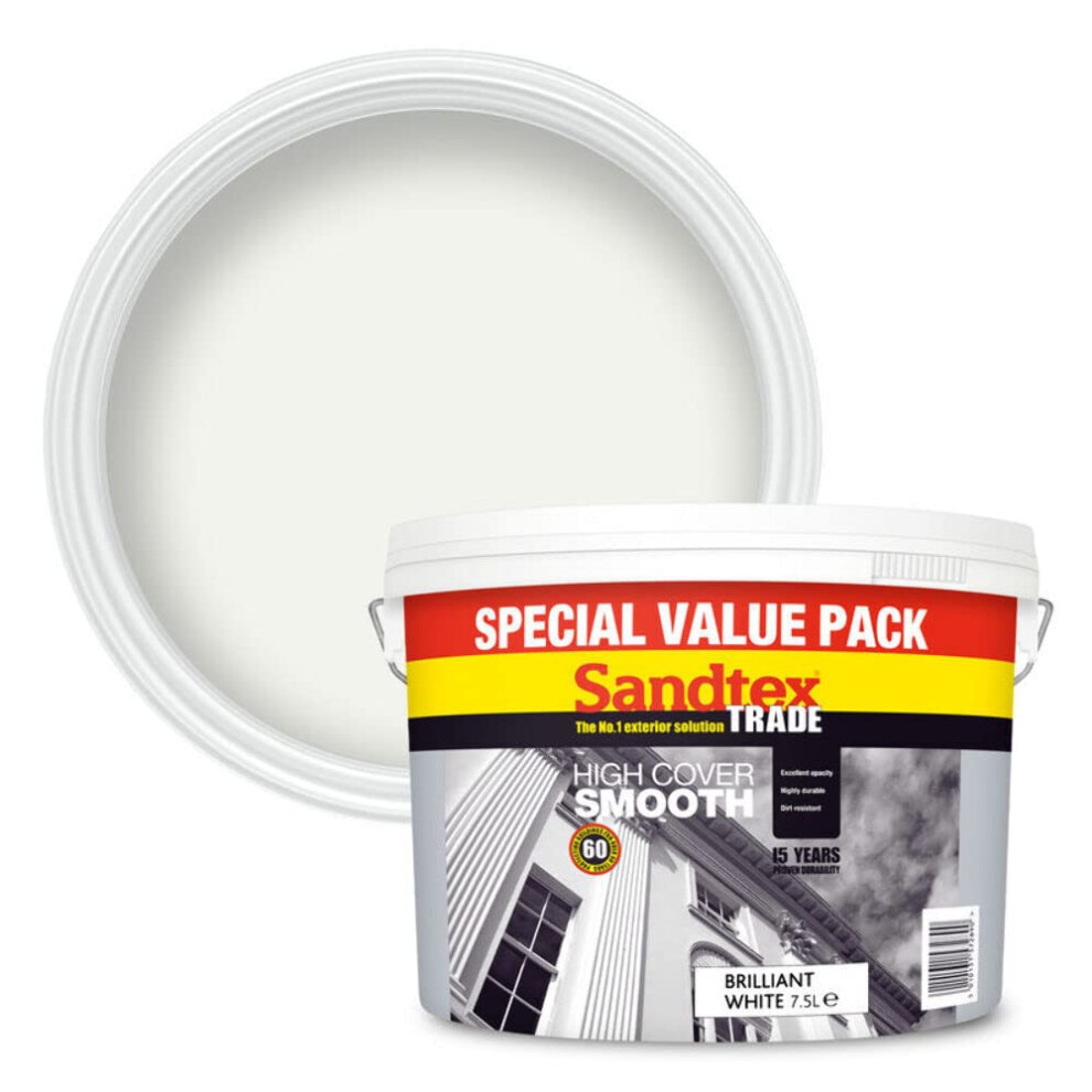 Sandtex Trade Exterior Brilliant White 7.5L High Cover Smooth Paint