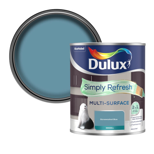 Dulux Dulux Simply Refresh Multi Surface Eggsgell Paint - Stonewashed Blue - 750ML