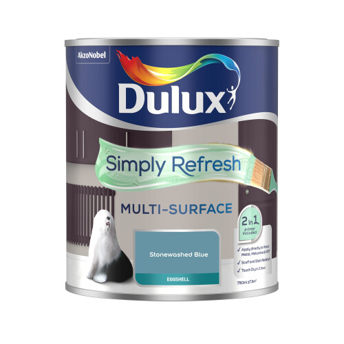 Dulux Dulux Simply Refresh Multi Surface Eggsgell Paint - Stonewashed Blue - 750ML 1
