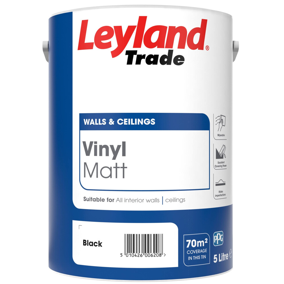 Leyland Trade Vinyl Matt Emulsion Paint - Black 5L 5010426006208
