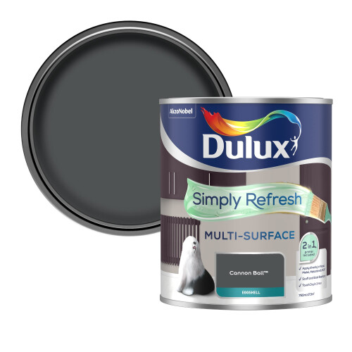 Dulux Dulux Simply Refresh Multi Surface Eggsgell Paint - Cannon Ball - 750ML