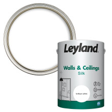 Leyland Walls and Ceilings Paint Silk, Brilliant White, Coverage 13m2 per Litre- 5L