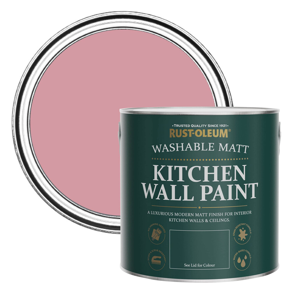 Rust-Oleum Washable Kitchen Wall Paint In Matt Finish - Dusky 2.5L Pink