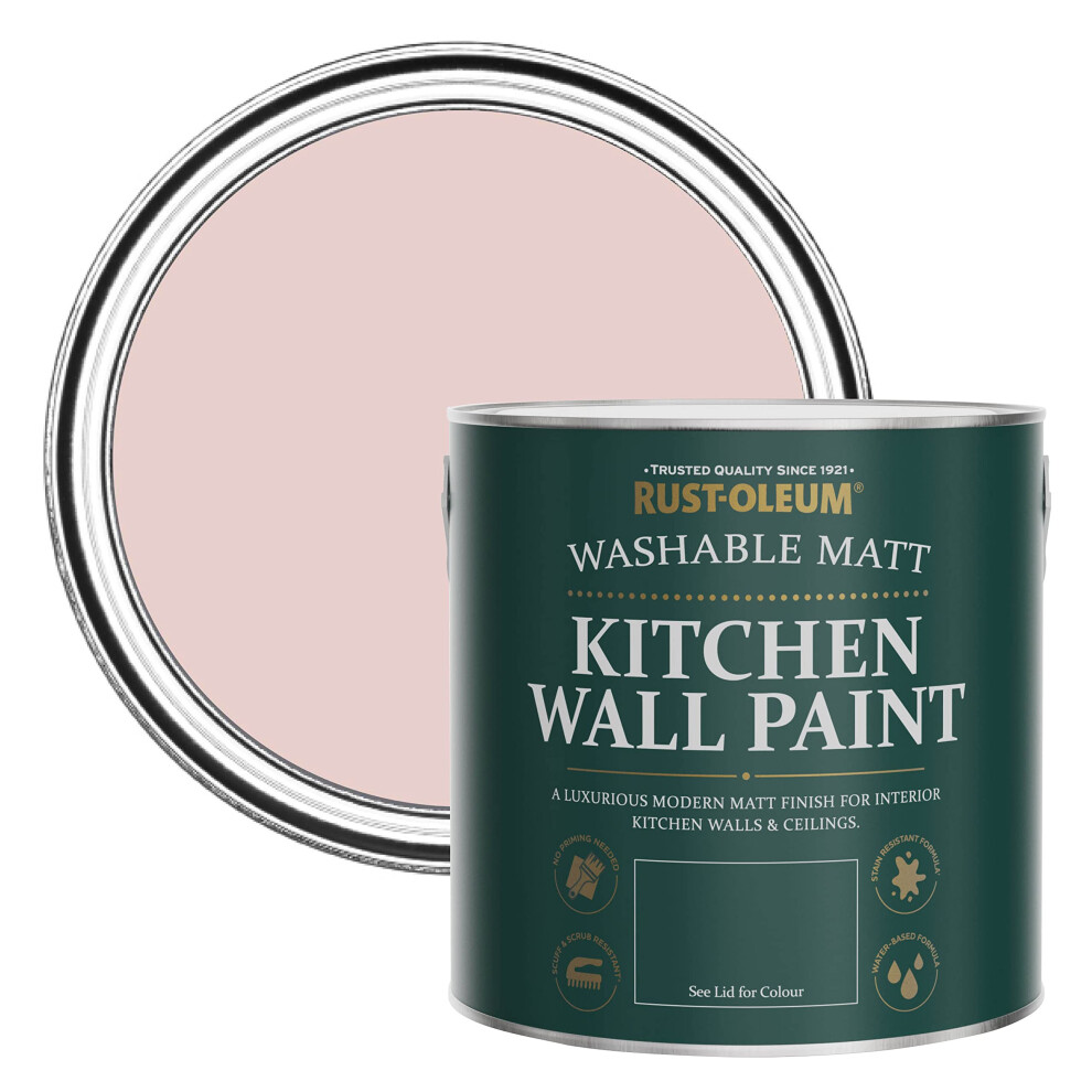 Rust-Oleum Pink Washable Kitchen Wall Paint In Matt Finish - Pink Champagne 2.5L
