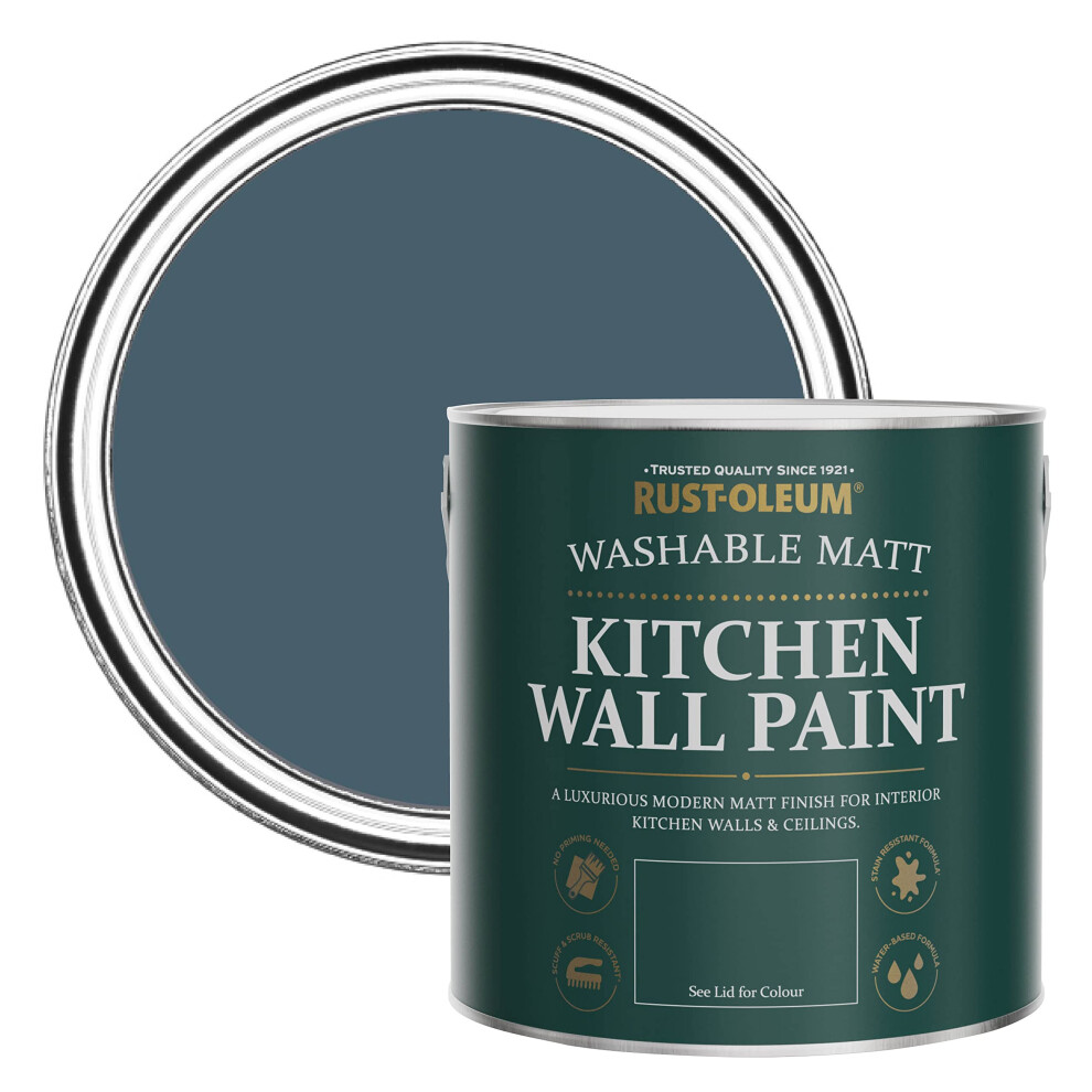 Rust-Oleum Blue Washable Kitchen Wall Paint In Matt Finish - Blueprint 2.5L