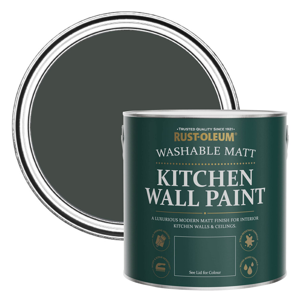 Rust-Oleum Dark Green Washable Kitchen Wall Paint in Matt Finish - After Dinner 2.5L