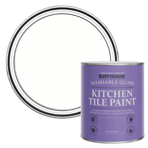 Rust-Oleum Rust-Oleum White Water-Resistant Kitchen Tile Paint in Gloss Finish - Chalk White 750ml