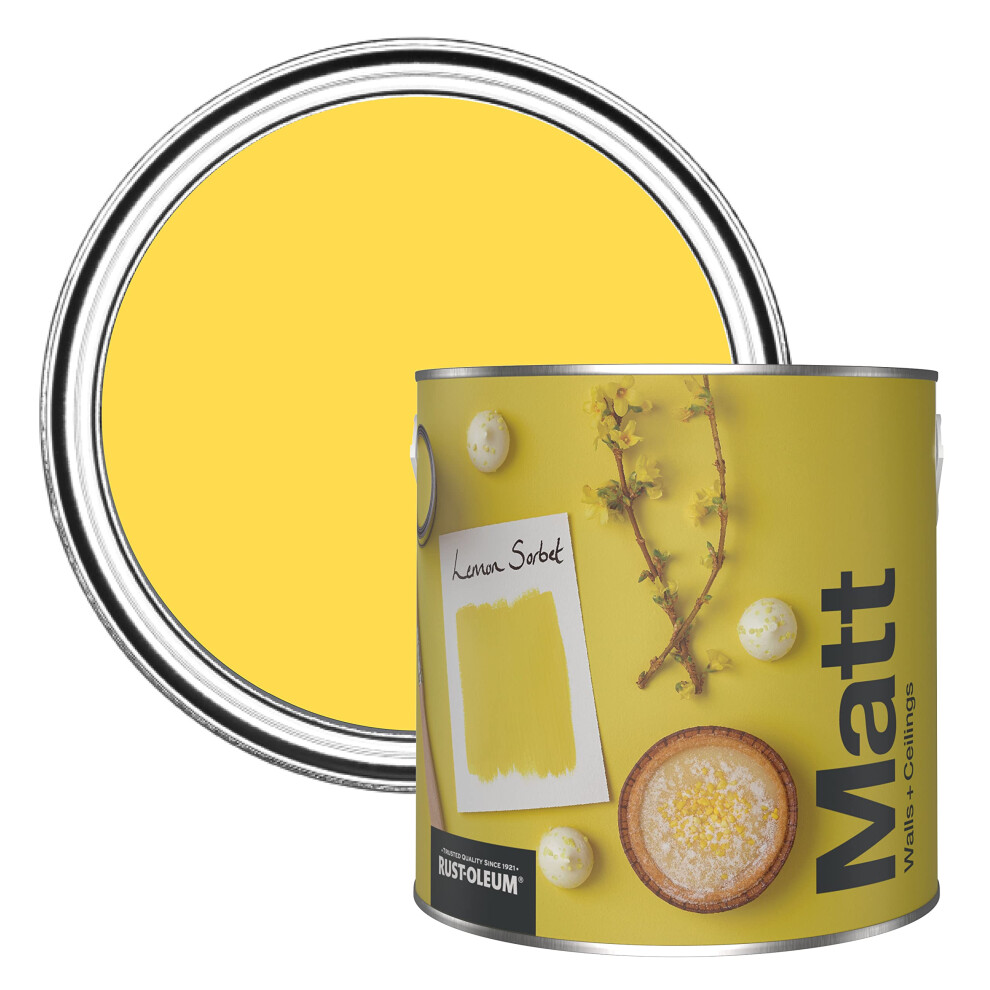 Rust-Oleum Colours Matt Emulsion Wall And Ceiling Paint - Lemon Sorbet 2.5L