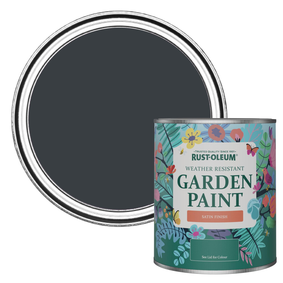Rust-Oleum Mould-Resistant Garden Paint In Satin Finish - Anthracite (Ral 7016) 750Ml Grey