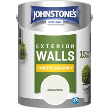 Johnstone's, Exterior Smooth Masonry Paint, Antique White, Up to 15 Years Protection, Weather & Dirt Resistant, 60m? Coverage Per Tin, Dry in 1-2