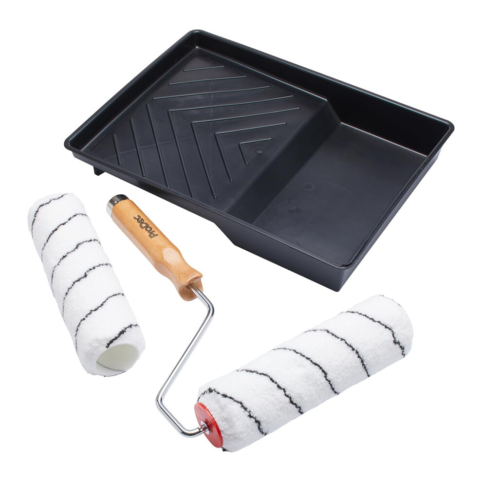 ProDec Advance 9 inch x 1.75" 4 Piece Twin Medium Pile Microfibre Woven Paint Roller, Cage Frame and Tray Set for Painting with Emulsion Paints on