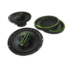 XtremeAuto? 2 x 6.5 (17cm diameter), 660 Watt, 4 WAY Quadaxial Car speaker set. BLACK/GREEN with speaker grilles.