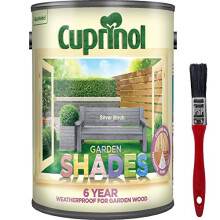New 2018 Improved Formula Cuprinol Garden Shades Silver Birch 5L. Now Offers 6 Year Garden Wood Weather Protection. Includes PSP Touch up Wood Care