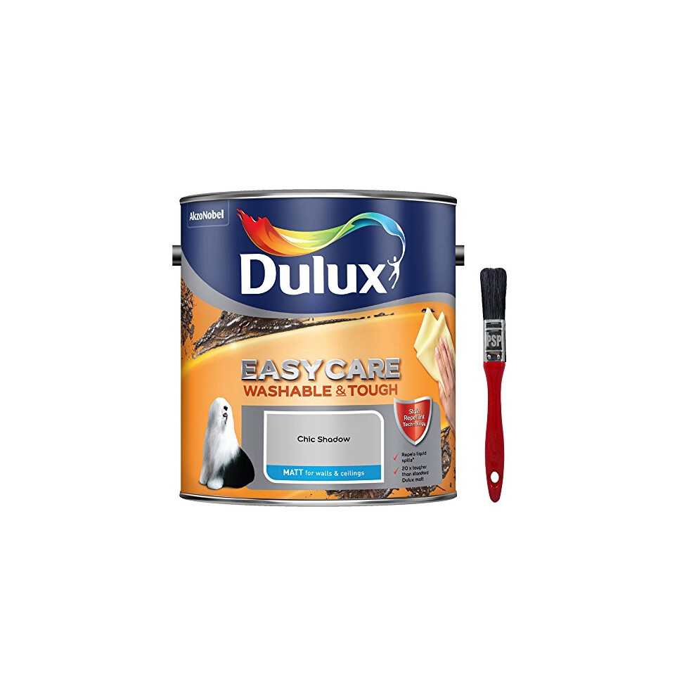 New 2017 Dulux Easycare Washable & Tough Matt Chic Shadow 2.5L with Unique Stain Repellent Technology. Includes PSP Touch-up Brush.