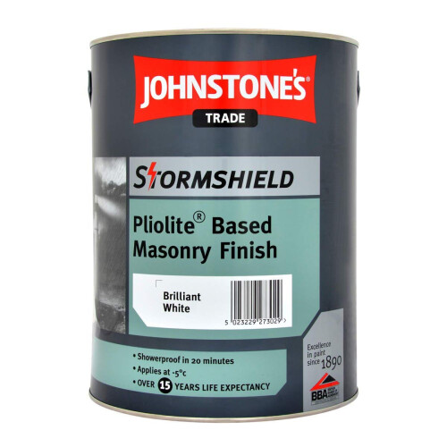 Johnstone's Stormshield Pliolite Masonry Brilliant White 5L