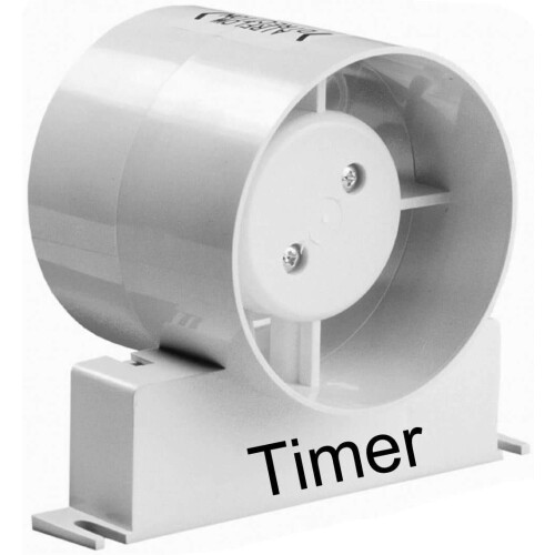 Manrose Manrose ID Inline Fan Standard or Timer Model Bathroom Extractor Fan 4" 5" 6" (ID100T 4" (Timer Model))
