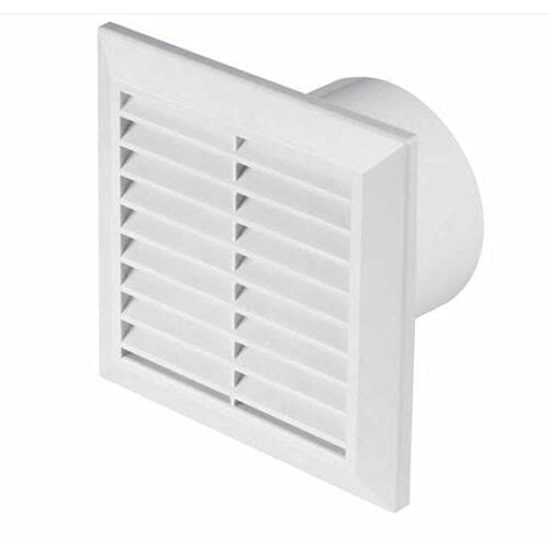 White Bathroom Extractor Fan - 100mm / 4" - Air Vent Grille Kitchen Ventilator.