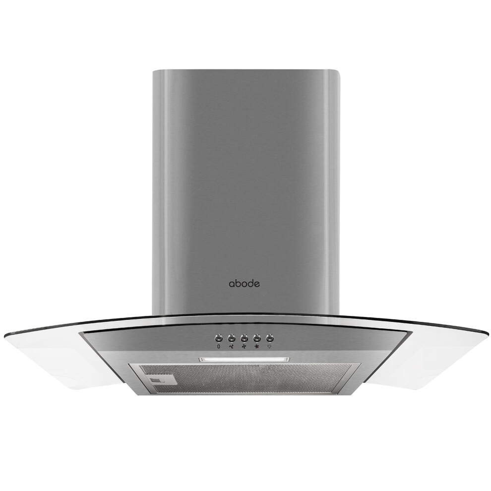 Abode Chimney Cooker Hood Stainless Steel 60Cm Curved Glass Extractor Hood & Recirculation With 1X Carbon Filters 5051227288738