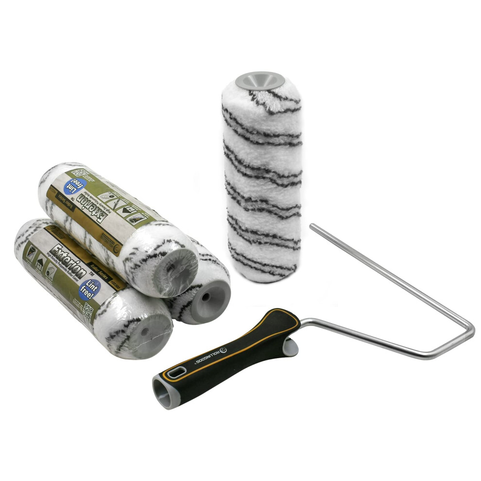 Rollingdog 9" Masonry Paint Roller Set - 3/4"(18Mm) Long Nap Paint Roller Covers(4Pc) For Painting Rough Walls And Ceilings 6975284271368