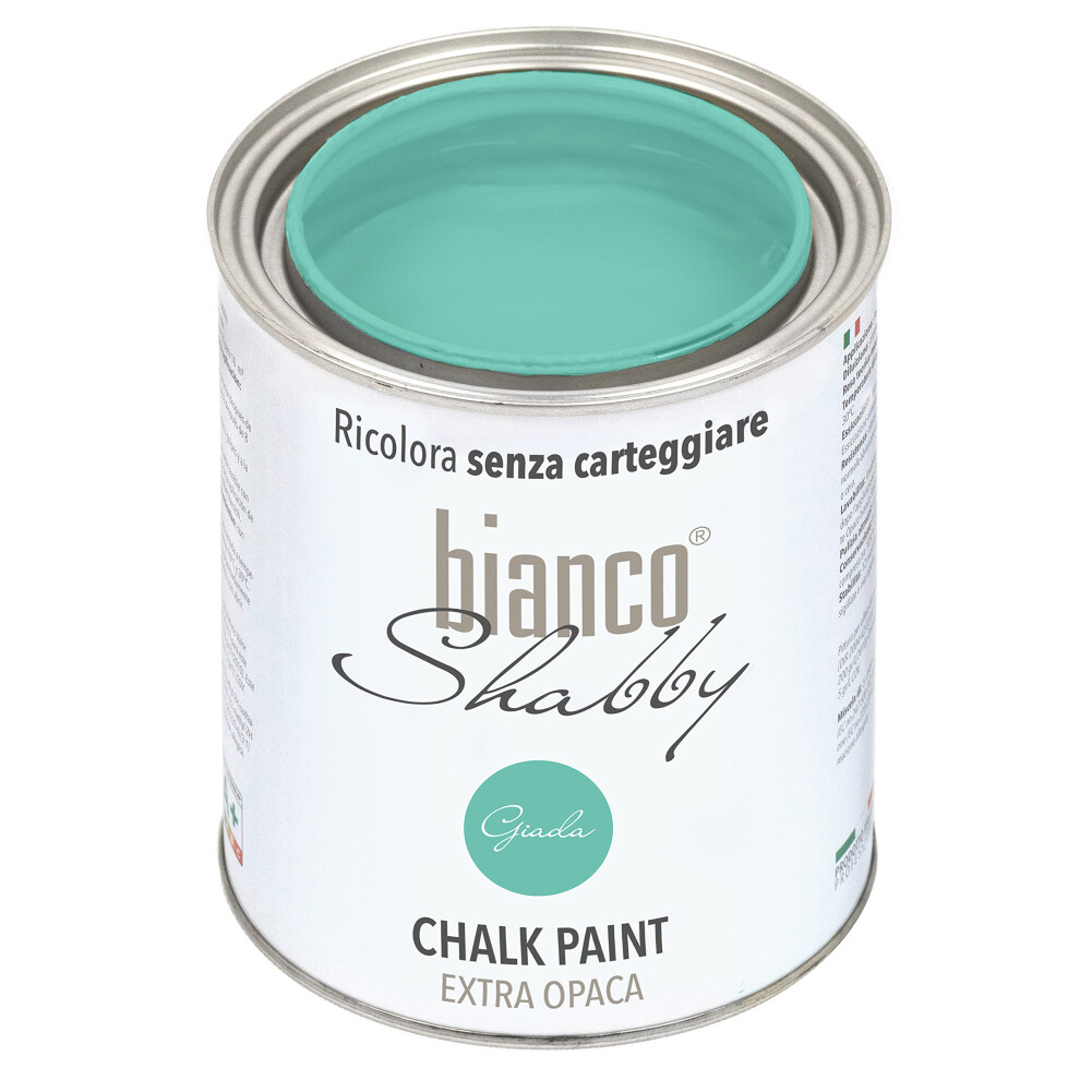 Bianco Shabby? Giada (Jade) Water-Based Chalk Paint For All Surfaces ? Extra Matt Finish (1 Litre) 8055519876822