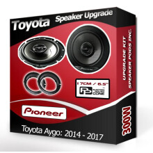 Aygo Speaker upgrade Front door Pioneer car speakers 6.5" 17cm + Rings 300W